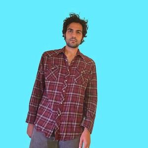 Vintage 1990s western burgundy snap shirt